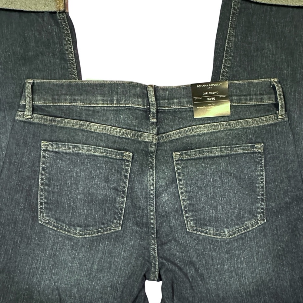 NWT BANANA REPUBLIC Girlfriend Jeans Dark Wash Blue Size 30/10 Cuffed Hems - Picture 6 of 10